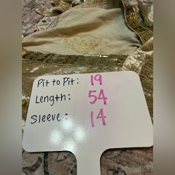 RAGA Crushed Velvet Maxi Dress Size L Champagne Gold Bohemian Gypsy Embellished - Picture 7 of 7